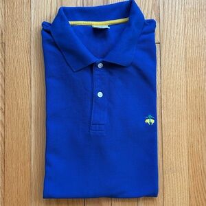 Brooks Brothers Mens Short Sleeve Performance Polo Shirt Slim Fit XL Blue Solid